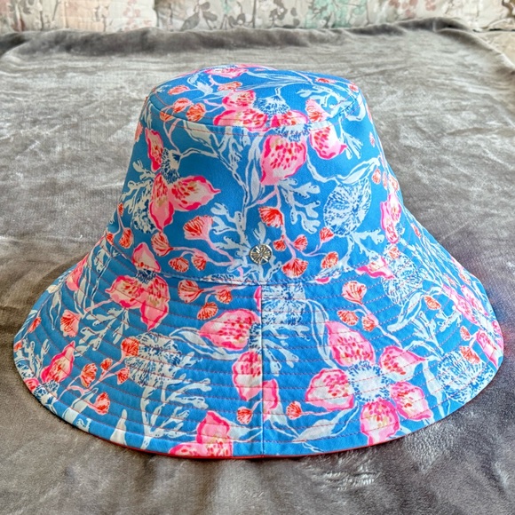 Lilly Pulitzer Reversible Sun Hat Bahamian Rhapsody GWP UPF 50+ EUC - Picture 3 of 9
